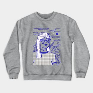 Girl with  cat glasses Crewneck Sweatshirt